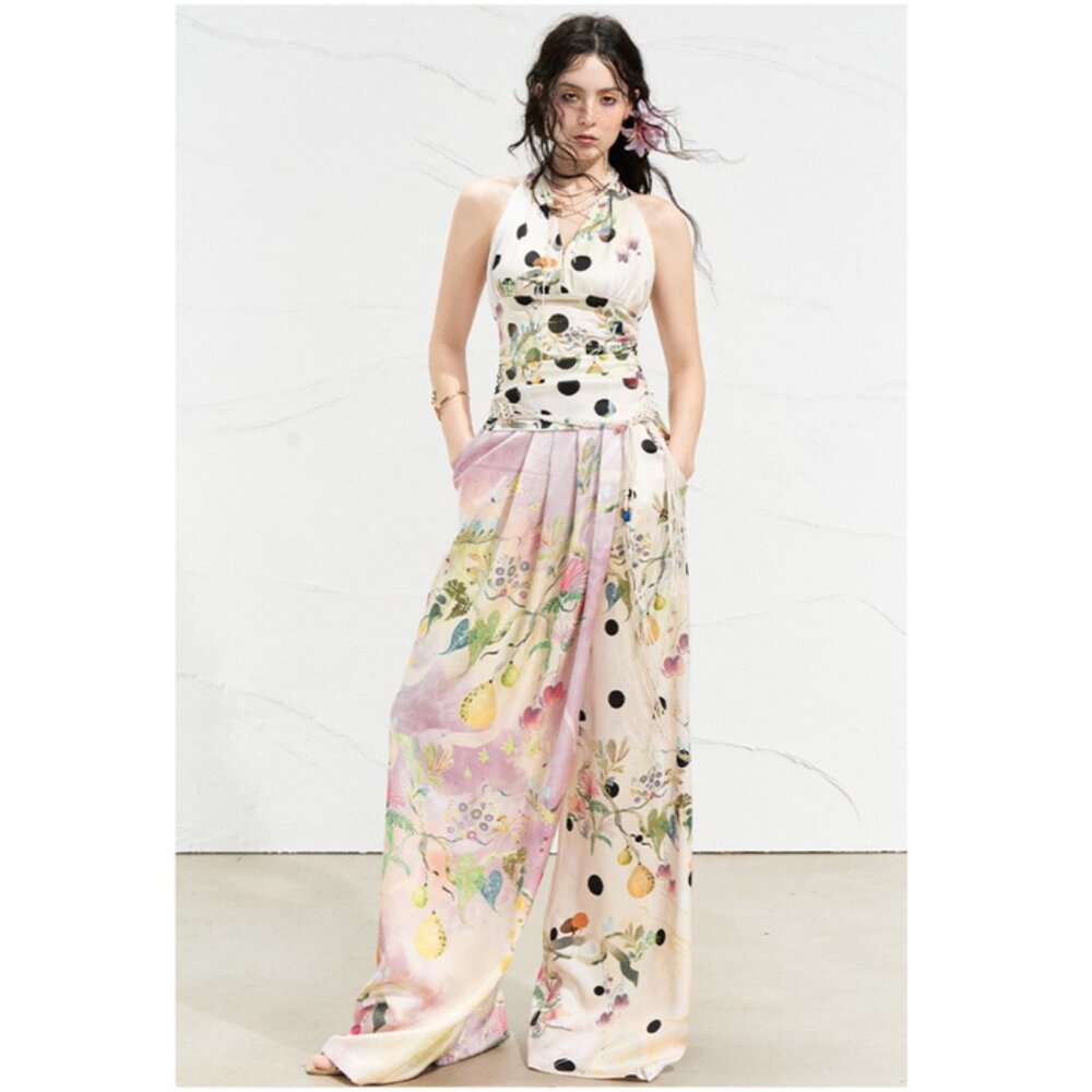 [NEW] Pink Silky Wide-leg Pants - Picture 6 of 6